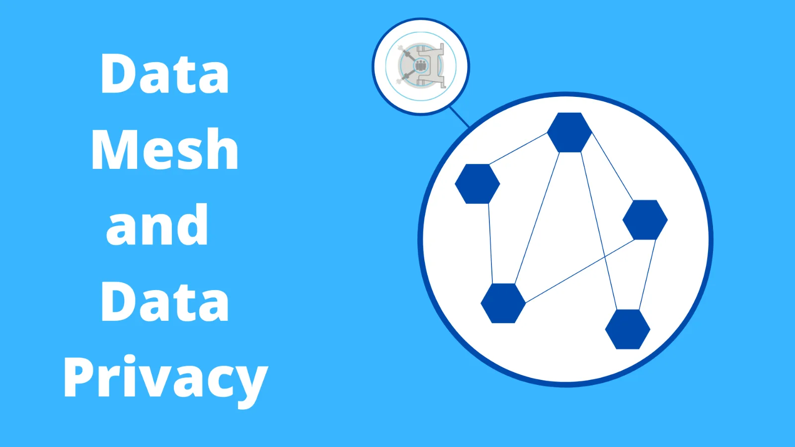 Data Mesh and Data Privacy title graphic with a network of connected nodes